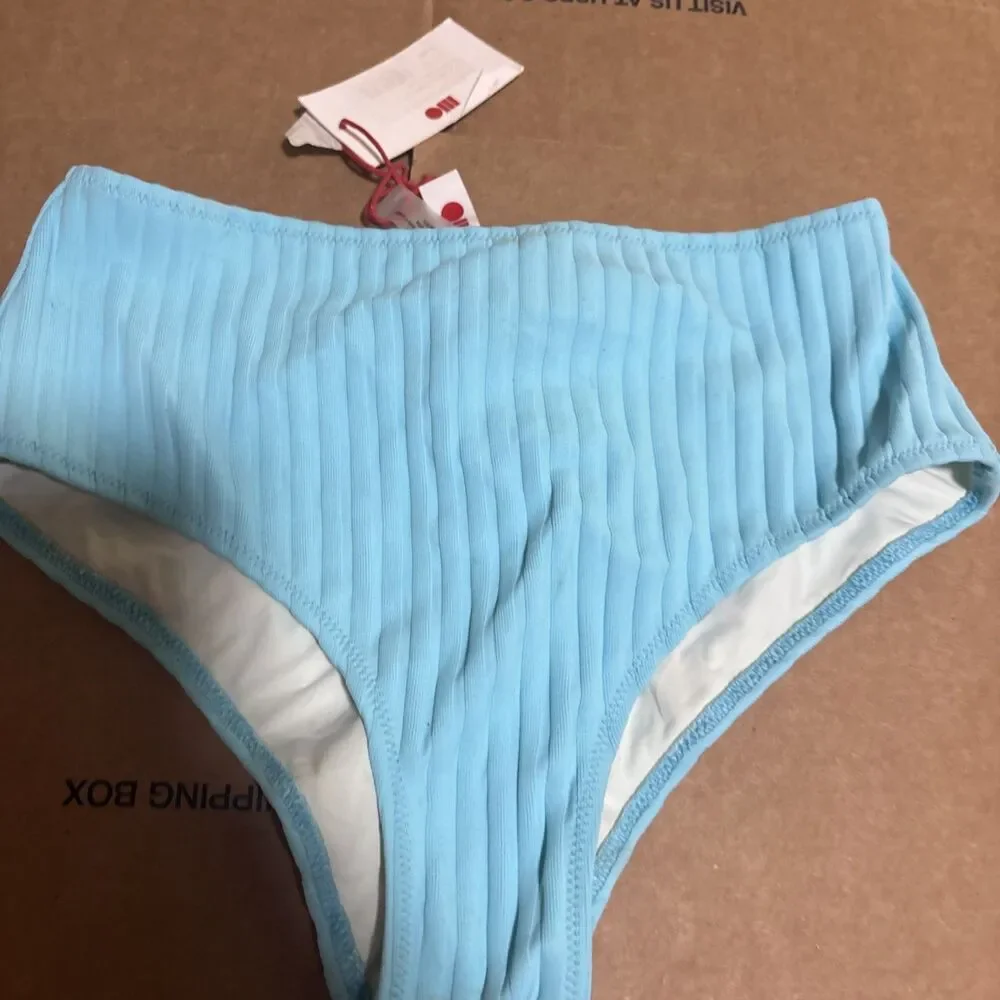 NWT Soild & Striped The Beverly Solid Rib Teal Fresh Air Medium Bikini Bottom